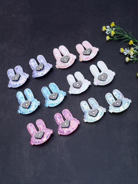 

Golden Peacock Girls Pink & Blue Set of 6 Embellished Alligator Hair Clips