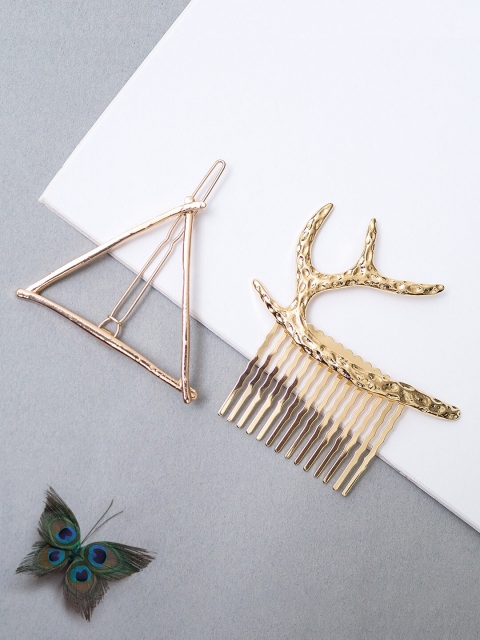 

Golden Peacock Gold-Toned Set of 2 Comb Pin