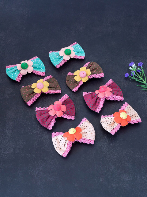 

Golden Peacock Girls Multicoloured Set of 6 Lace Alligator Hair Clip, Multi