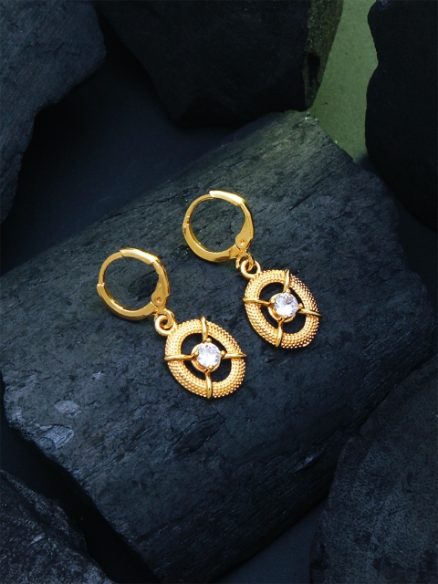 

aadita Gold-Toned American Diamond Geometric Drop Earrings