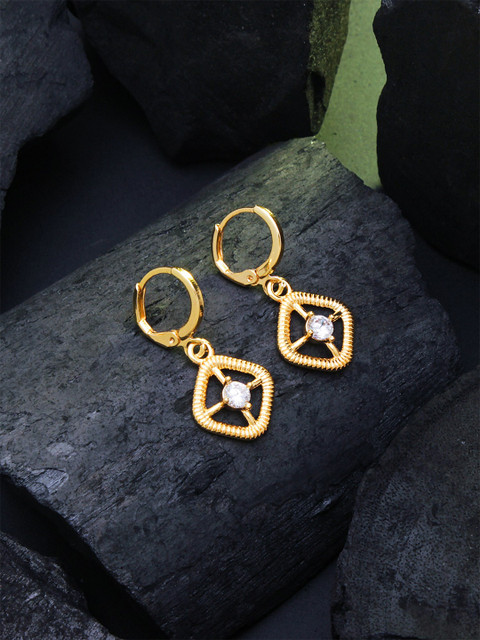 

aadita Gold-Plated Handcrafted Contemporary Drop Earrings