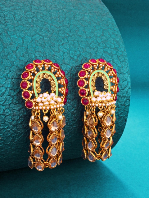

aadita Gold-Toned Contemporary Drop Earrings