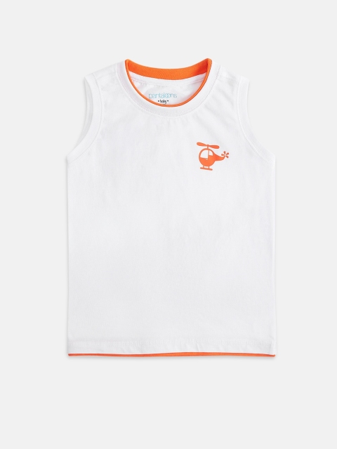 

Pantaloons Baby Boys White Solid Round Neck Cotton Pure Cotton T-shirt