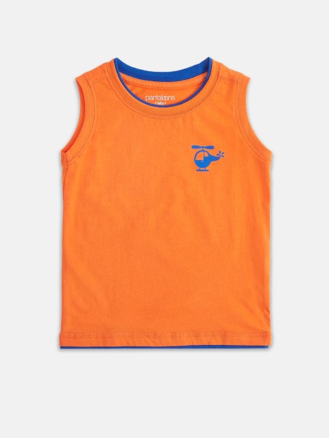 

Pantaloons Baby Boys Orange Solid Round Neck Pure Cotton T-shirt