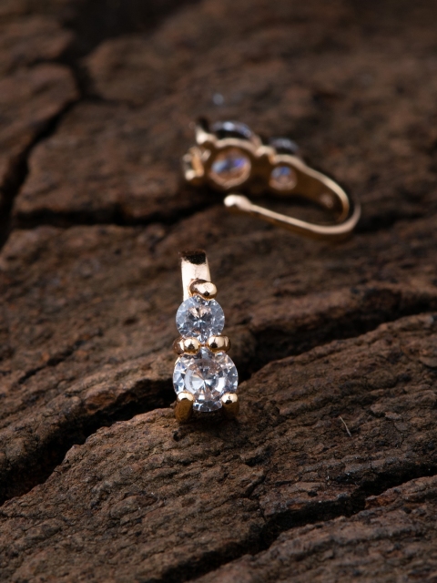 

Alankruthi Set Of 2 Gold-Plated White CZ & AD-Studded Nosepins
