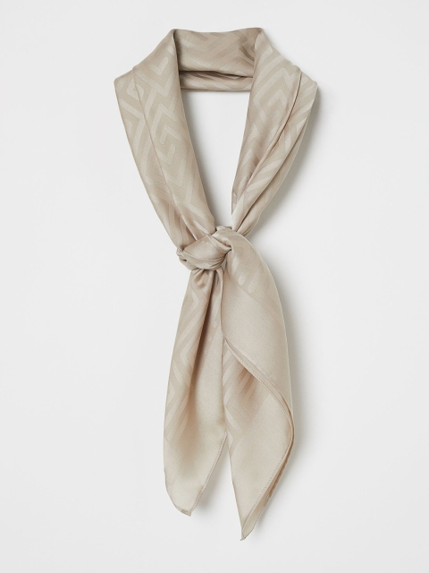 

H&M Women Beige Jacquard-Weave Satin Scarf