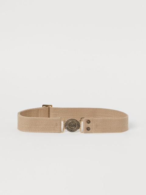 

H&M Men Beige Solid Cotton Canvas Belt