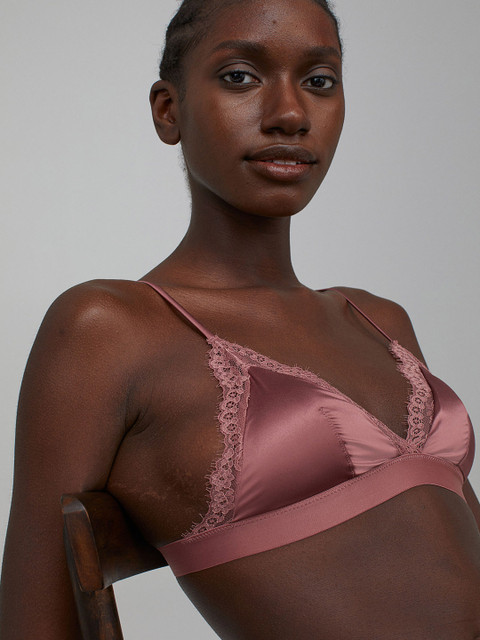 

H&M Pink Solid Padded Microfibre Bra 0941130004