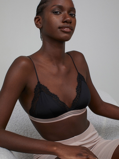 

H&M Women Black Padded Microfibre Bra 0941130001