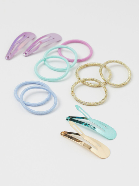 

H&M Girls Multicolored Hair Elastics And Clips, Yellow