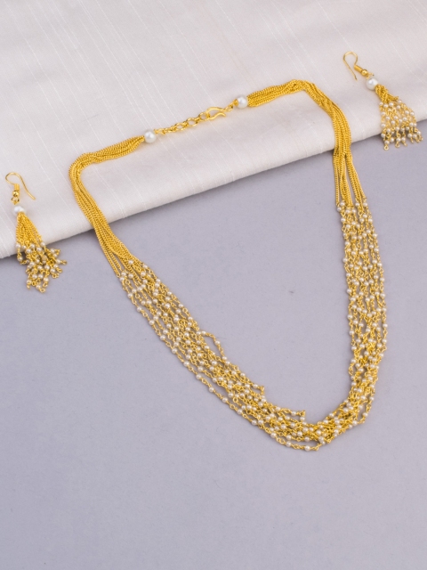 

Alankruthi Gold-Plated White Beaded Layered Handcrafted Jewellery Set