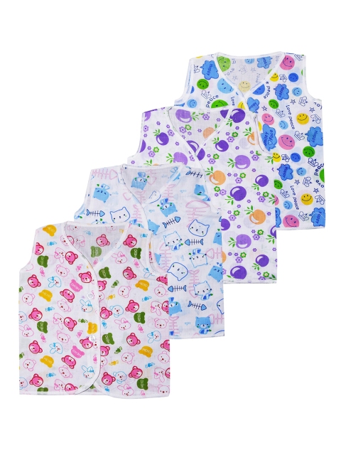 

Orange and Orchid Infant Boys Pack Of 4 Printed Jhablas, White