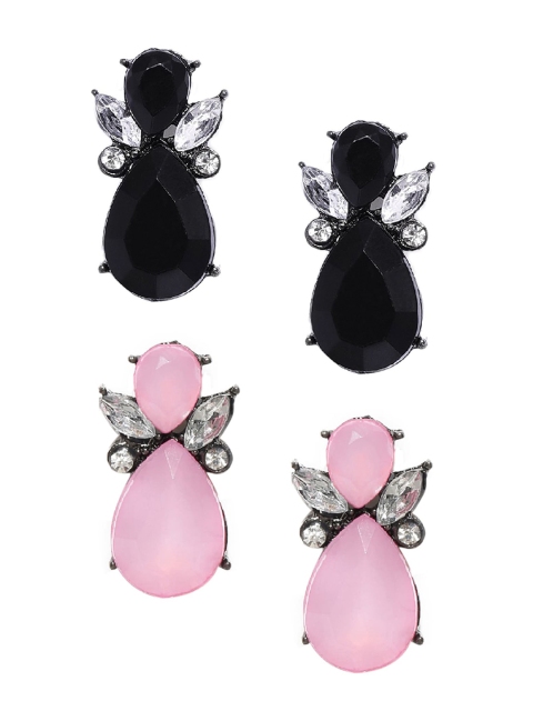 

OOMPH Set Of 2 Pink & Black Contemporary Studs