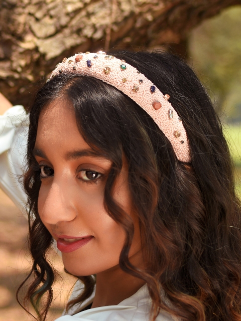 

ToniQ Pink Beads & Rhinestones Padded Hairband