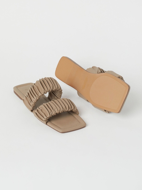 

H&M Women Beige Imitation Leather Slides