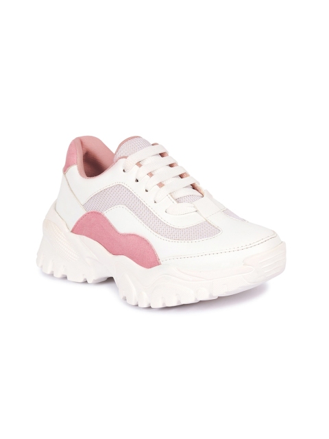 

Bella Toes Women White & Pink Colourblocked Sneakers