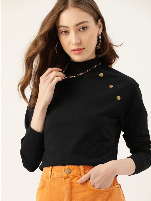 

DressBerry Women Black Solid Sweatshirt