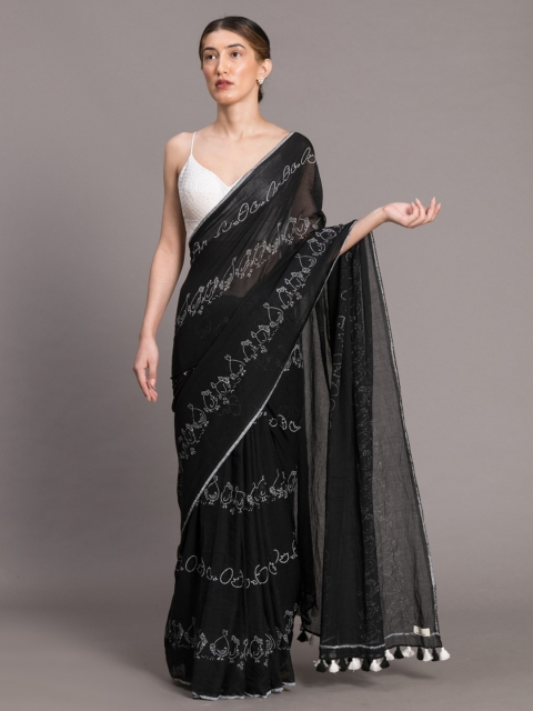 

Suta Black Printed Pure Cotton Saree