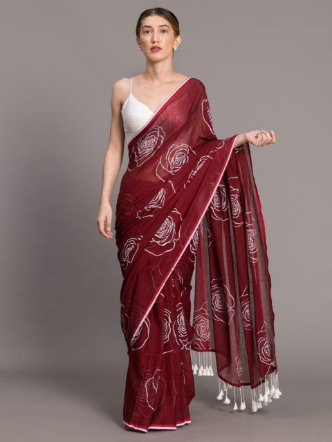 

Suta Maroon & Off-White Pure Cotton Printed Saree