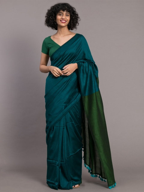 

Suta Blue Solid Cotton Blend Saree