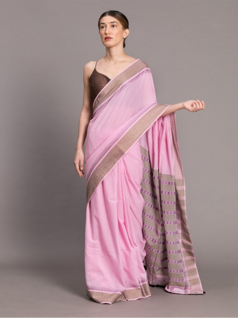 

Suta Pink Solid Pure Cotton Saree