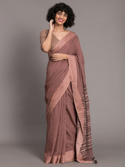 

Suta Nude-Coloured Solid Pure Cotton Handloom Saree