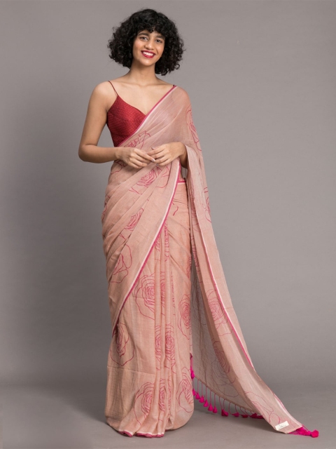 

Suta Peach-Coloured Printed Pure Cotton Saree