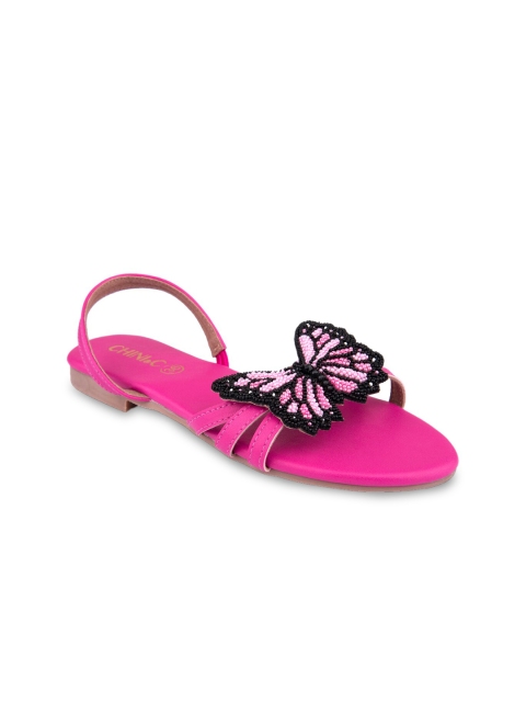 

CHINI C Women Pink Embellished Open Toe Flats