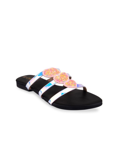 

CHINI C Women Black Solid Open Toe Flats