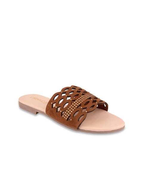 

CHINI C Women Brown Woven Design Open Toe Flats