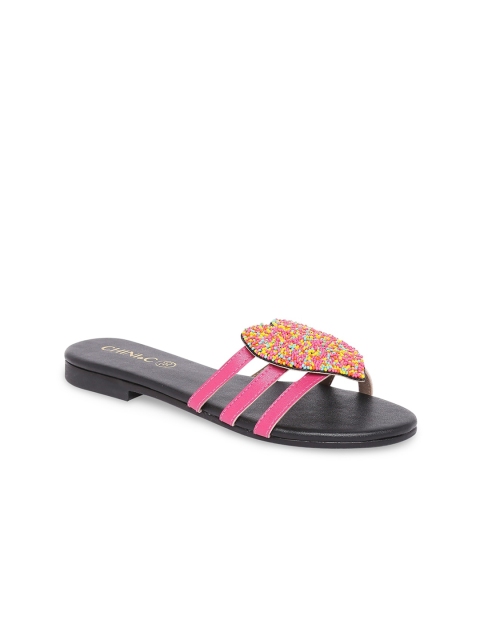 

CHINI C Women Black Embellished Open Toe Flats