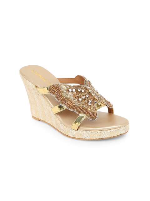 

CHINI C Women Gold-Toned Embellished Sandals