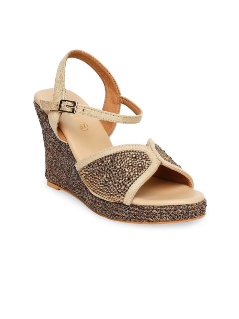 

CHINI C Women Beige Embellished Sandals