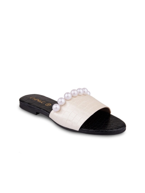 

CHINI C Women Black Woven Design Open Toe Flats