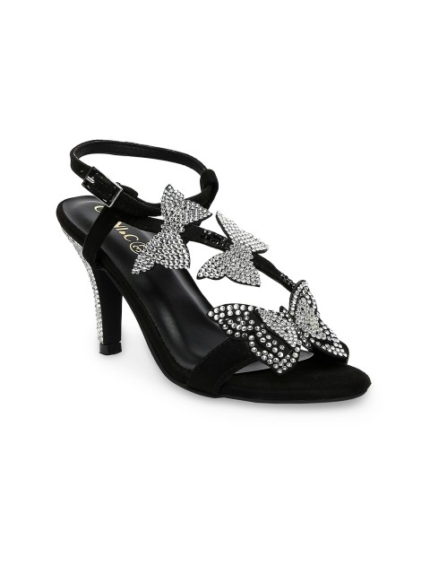 

CHINI C Women Black & White Embellished Sandals
