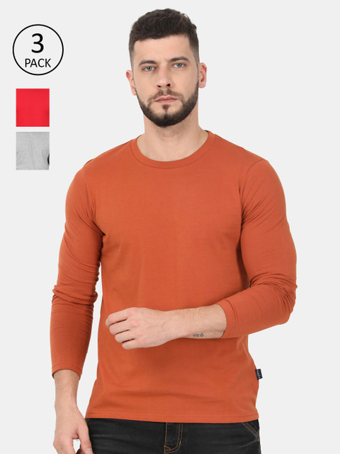 

Masculino Latino Men Pack of 3 Assorted Solid Round Neck T-shirt