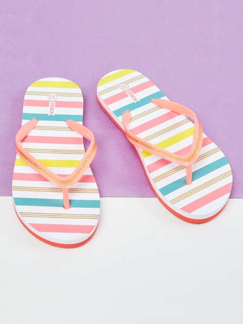 

max Girls Multicoloured Striped Thong Flip-Flops, Multi