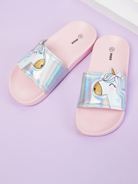 

max Girls Pink & Blue Printed Sliders