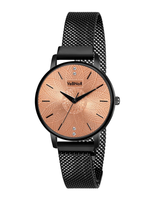 

VeBNoR Girls Rose Gold & Black Analogue Watch