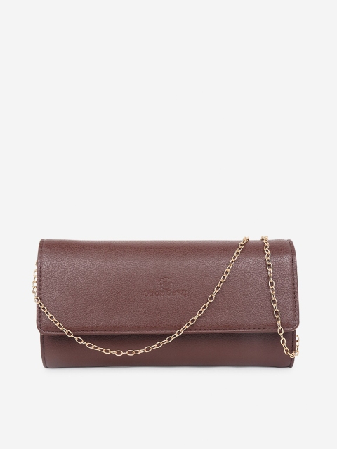 

Stropcarry Brown Textured Foldover Clutch