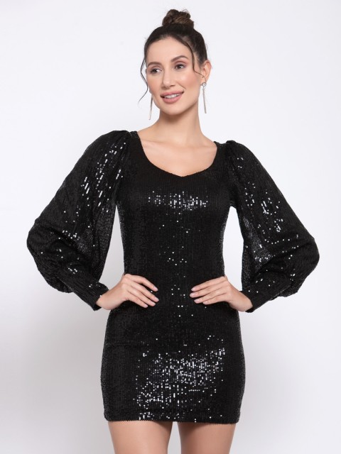 

iki chic Women Black Embellished Bodycon Dress