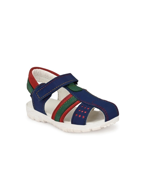 

TUSKEY Boys Blue & Red Colourblocked Genuine Leather Comfort Sandals