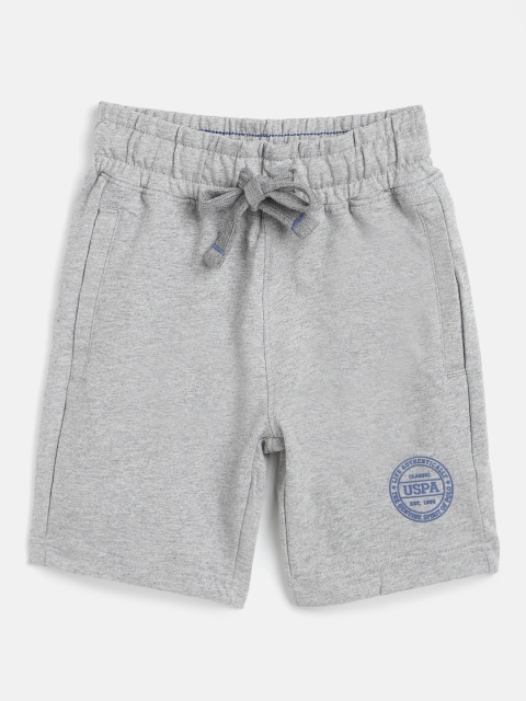 

U S Polo Assn Kids Boys Grey Melange Cotton Lounge Shorts