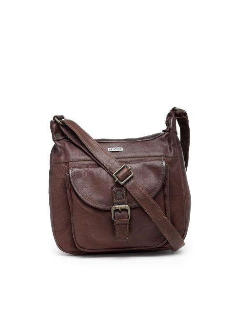 

BEAVER Brown Solid Leather Sling Bag