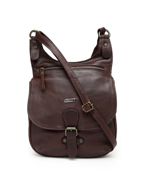 

BEAVER Brown Solid Leather Sling Bag