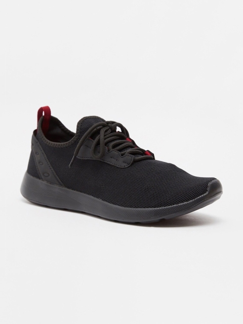 

shoexpress Men Black Textured Running Shoes with Lace-Up Closure