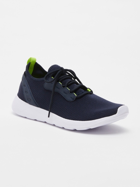 

shoexpress Men Navy Blue Textured Running Shoes with Lace-Up Closure
