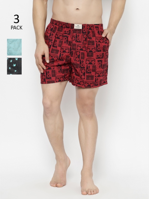 

cape canary Men Pack Of 3 Printed Boxers CCBOXERCOMBOGRP6, Red