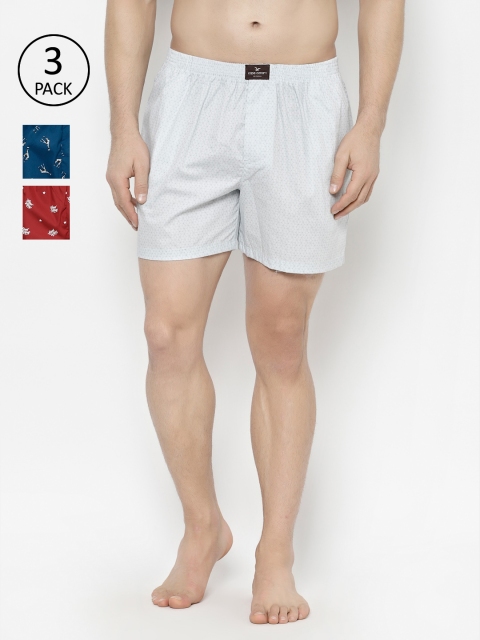 

cape canary Men Pack Of 3 Cotton Printed Boxers CCBOXERCOMBOGRP7, Red