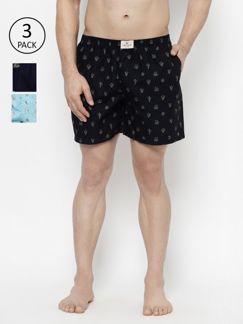 

cape canary Men Pack Of 3 Printed Boxers CCBOXERCOMBOGRP8, Black